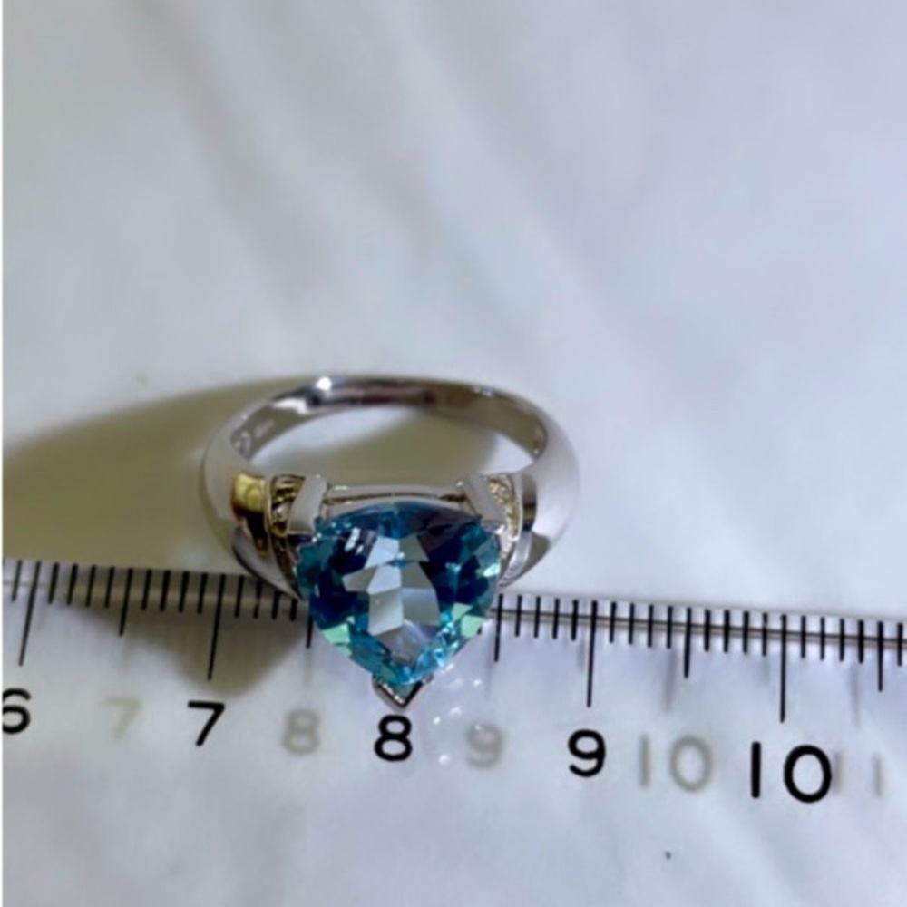 New Genuine Swiss Blue Topaz & Diamond Accent Rings 14K over .925K Hidden Halo - Picture 3 of 6
